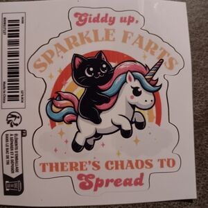 Unicorn and Cat Sticker with Rainbow Colors